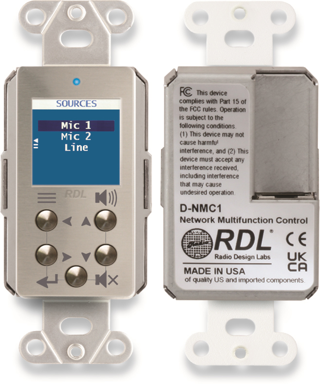 RDL-DS-NMC1 Multi-Function Remote Control Dante Wall Plate with Screen, Stainless