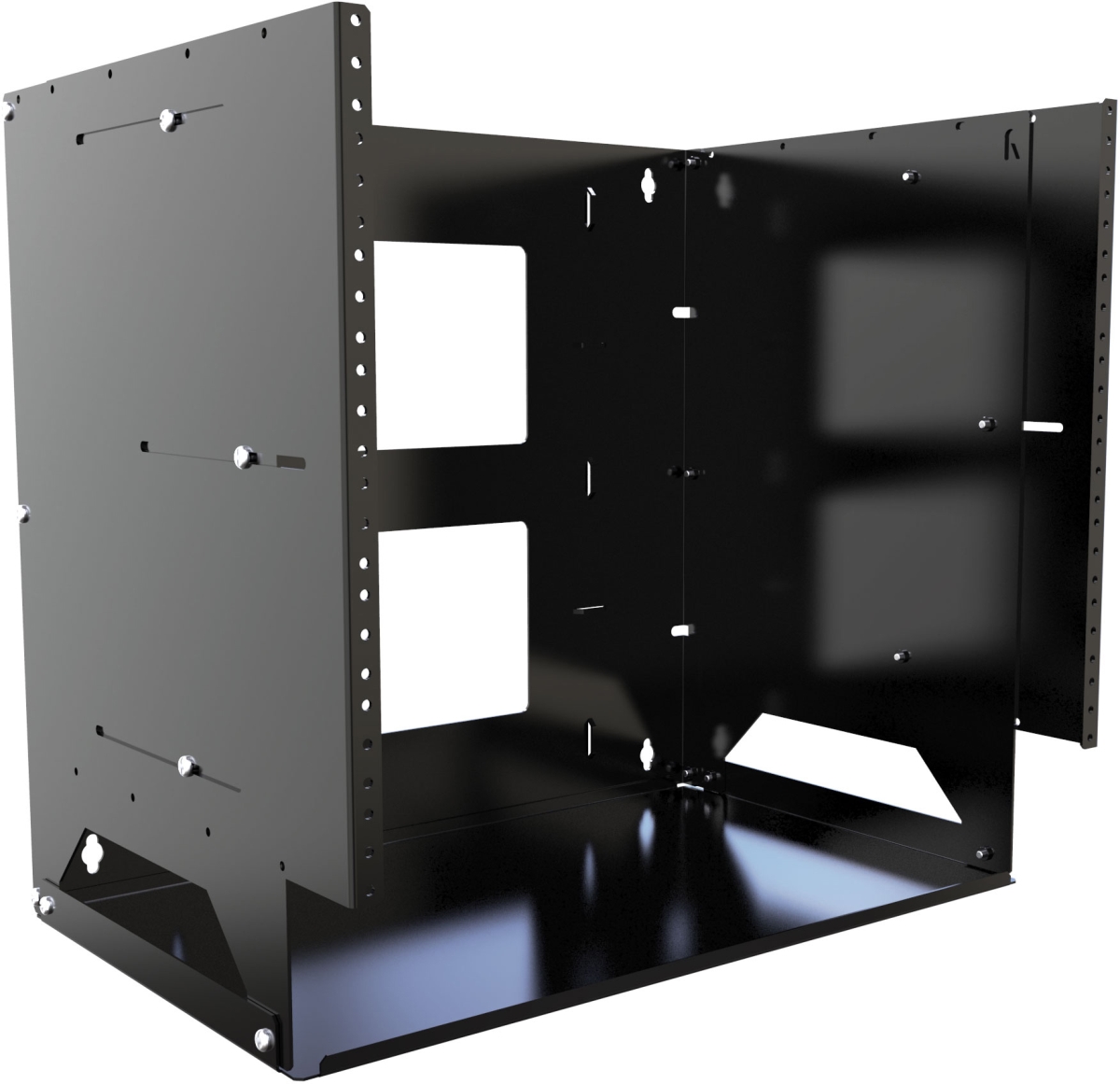 HMND-APBS198UBK 8RU Adjustable Wall Rack with Shelf, Black