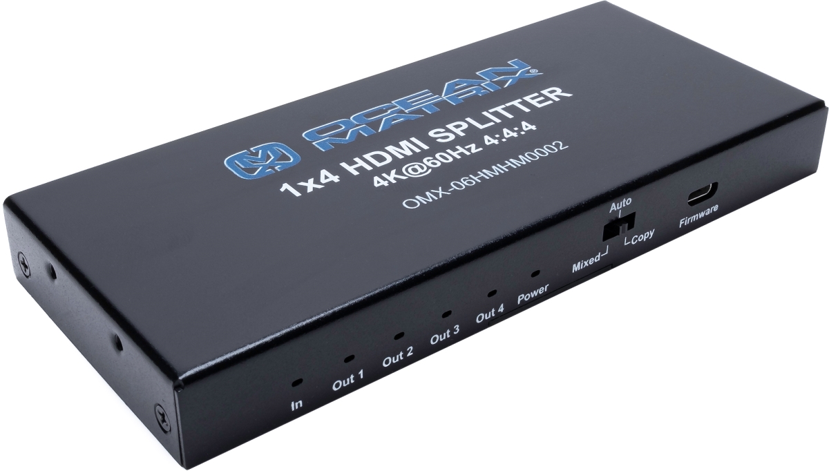 Picture of Ocean Matrix OMX-06HMHM0002 HDMI 2.0 1x4 Splitter with HDCP 2.2 & Downscaling