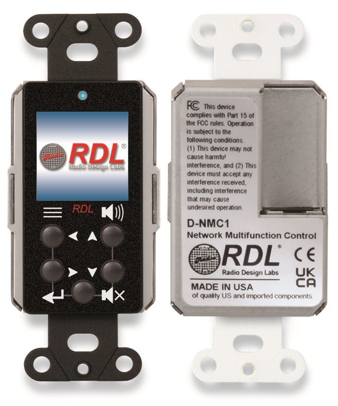 RDL-DB-NMC1 Multi-Function Remote Control Dante Wall Plate with Screen, Black