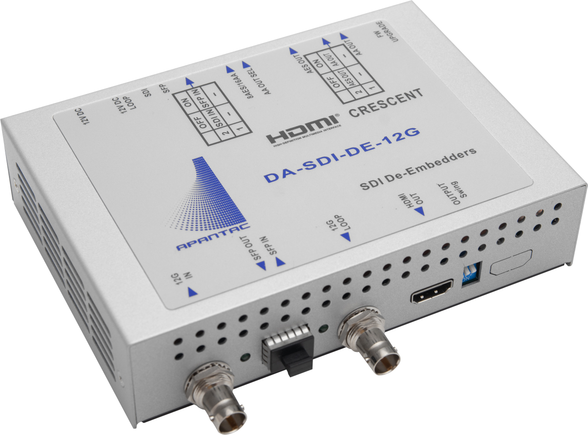 Picture of Apantac APA-DA-SDI-DE12G SDI Audio De-Embedder with 1 x 2 12G SDI Distribution Amplifier with Reclocking