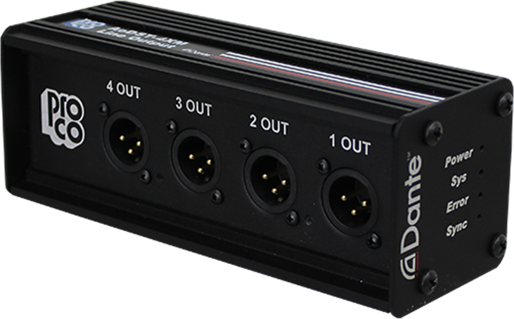 PRCO-AODST-4XM 4 Channel Neutrik Male XLR Output Dante Drop Box
