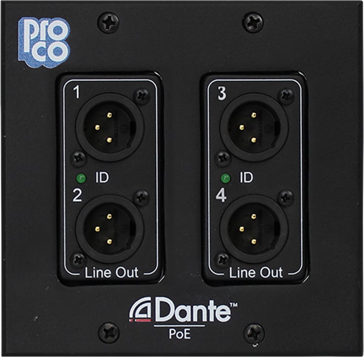 RPC-AODDP-4XM 4 Channel Output Neutrik Male XLR Dante Wall Plate Box