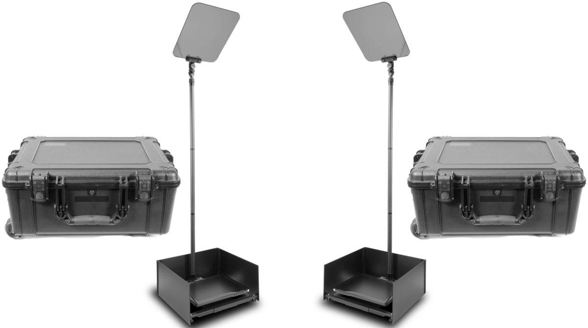 Picture of Prompter People PRP-PROSP19P2HBK Carb StagePro Presidential Teleprompters with 19 in. Reversing High Bright Monitors & Cases