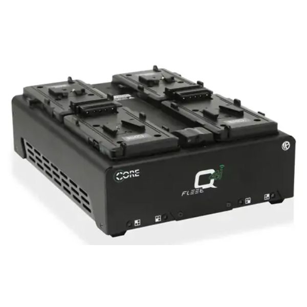 Picture of Core SWX CSW-FLEET-Q4SI 4-Position V-Mount Fast Simultaneous LiIon Camera Battery Charger with Bluetooth Tech & 90W Power Supply