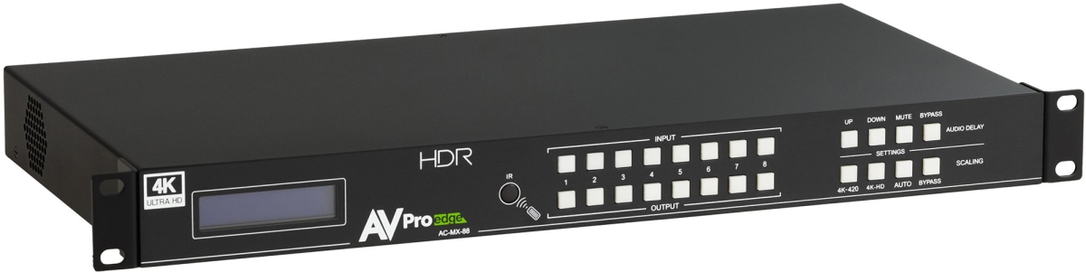 Picture of AVPro Edge APR-AC-MX-88 18Gbps HDMI 8x8 Matrix with Dual Audio De-embedding & Matrix Switcher Built-In Scalers & Audio Delay