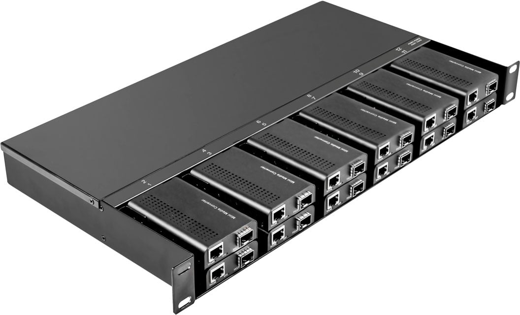 Picture of Cleerline CLT-SSF1RUME12AC 12 Slot Fiber Chassis with One AC Power Supply & Fans for SSF Series Converters