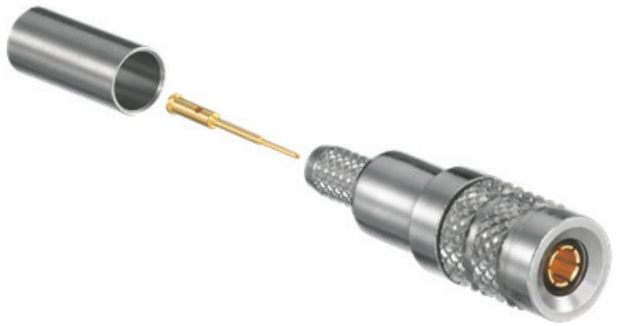 Picture of Kings Brand 0345-E00-C7101NU 75 Ohm DIN 1.0-2.3 Connector for Belden 1505A - 2 Piece - Pack of 100