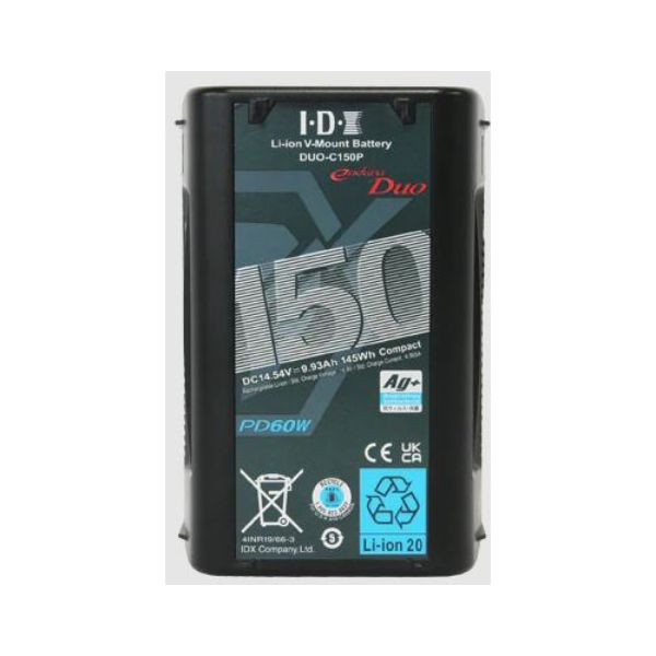 Picture of IDX IDX-DUO-C150P 145Wh High-Load 14.54V DC Li-Ion V-Mount Battery with 2x D-Tap & USB-PD