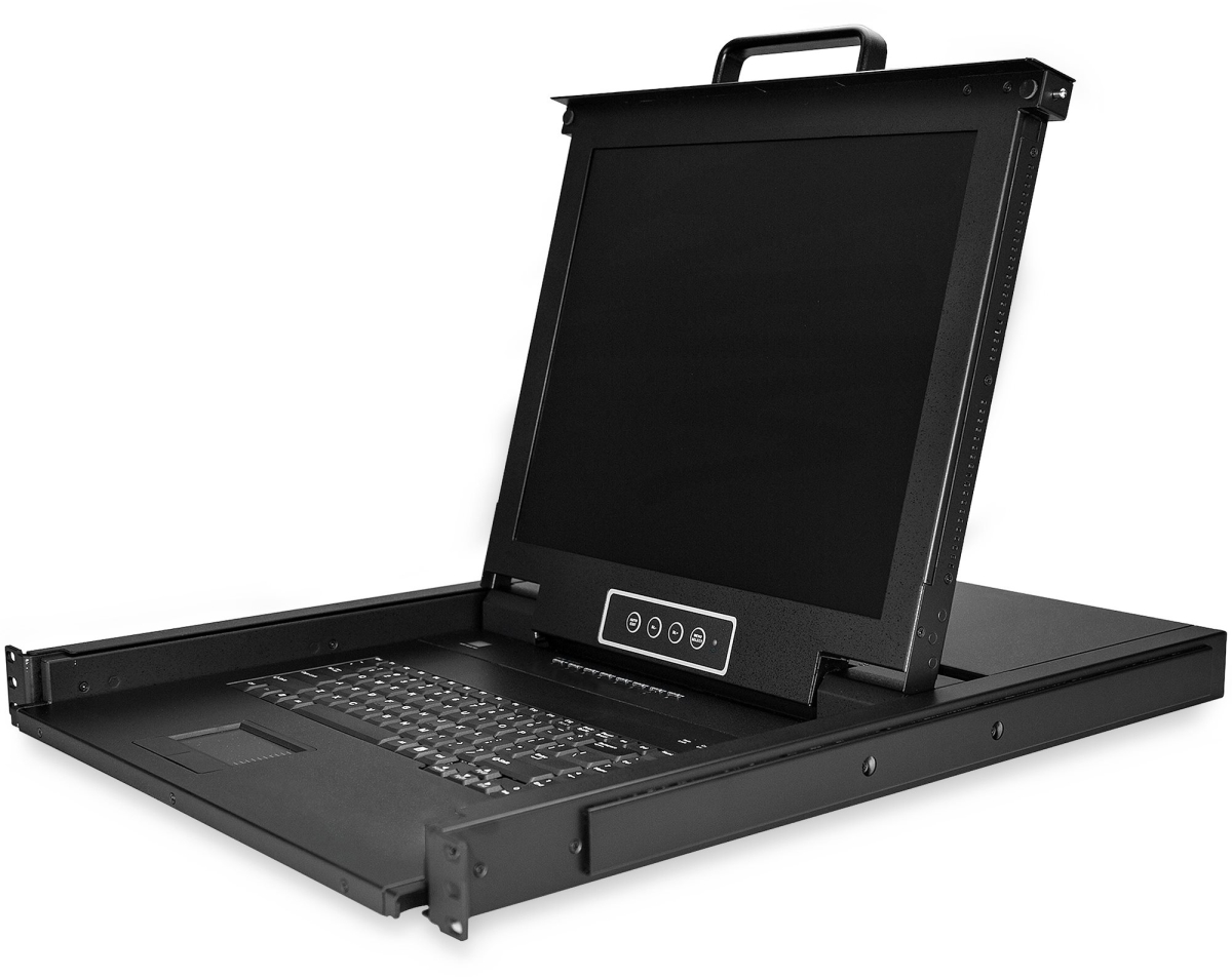 ST-RKCONS1708K 17 in. Integrated USB Plus VGA KVM Switch LCD Monitor with 6 ft. Cables & 1RU LCD Drawer, Black