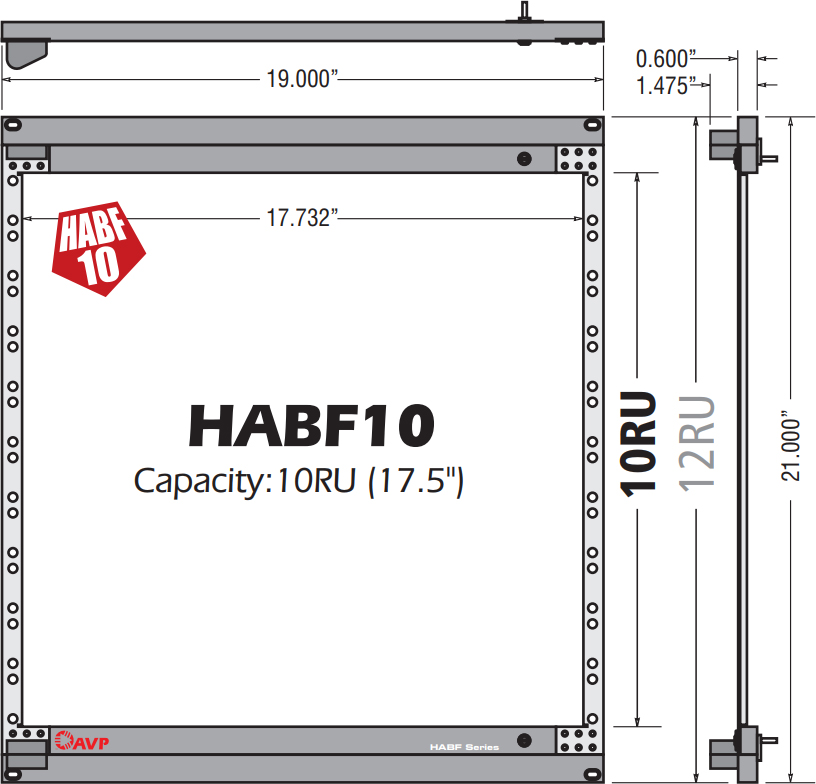 HABF10ICMKB60 10RU Patch Panel Cable Management Kit & Includes 10 HABF-B60 Cable Bars