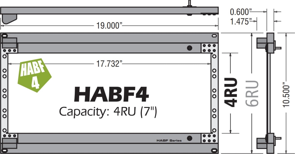 -HABF4ICMSB60 10.5 in. 4RU Capacity with Integrated Cable Management System & Cable Bars with Frame Occupies 6RU