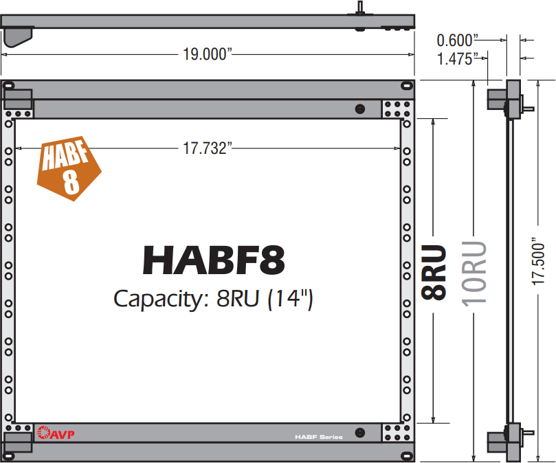 -HABF8ICMSB60 17.5 in. 8RU Capacity Patch Panel Cable Management System & Cable Bars with Frame Occupies 10RU