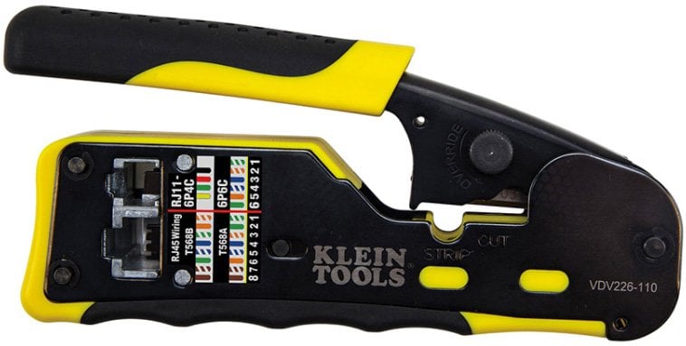 KLT-VDV226-110 Pass-Thru Modular Crimper Tool, Yellow & Black