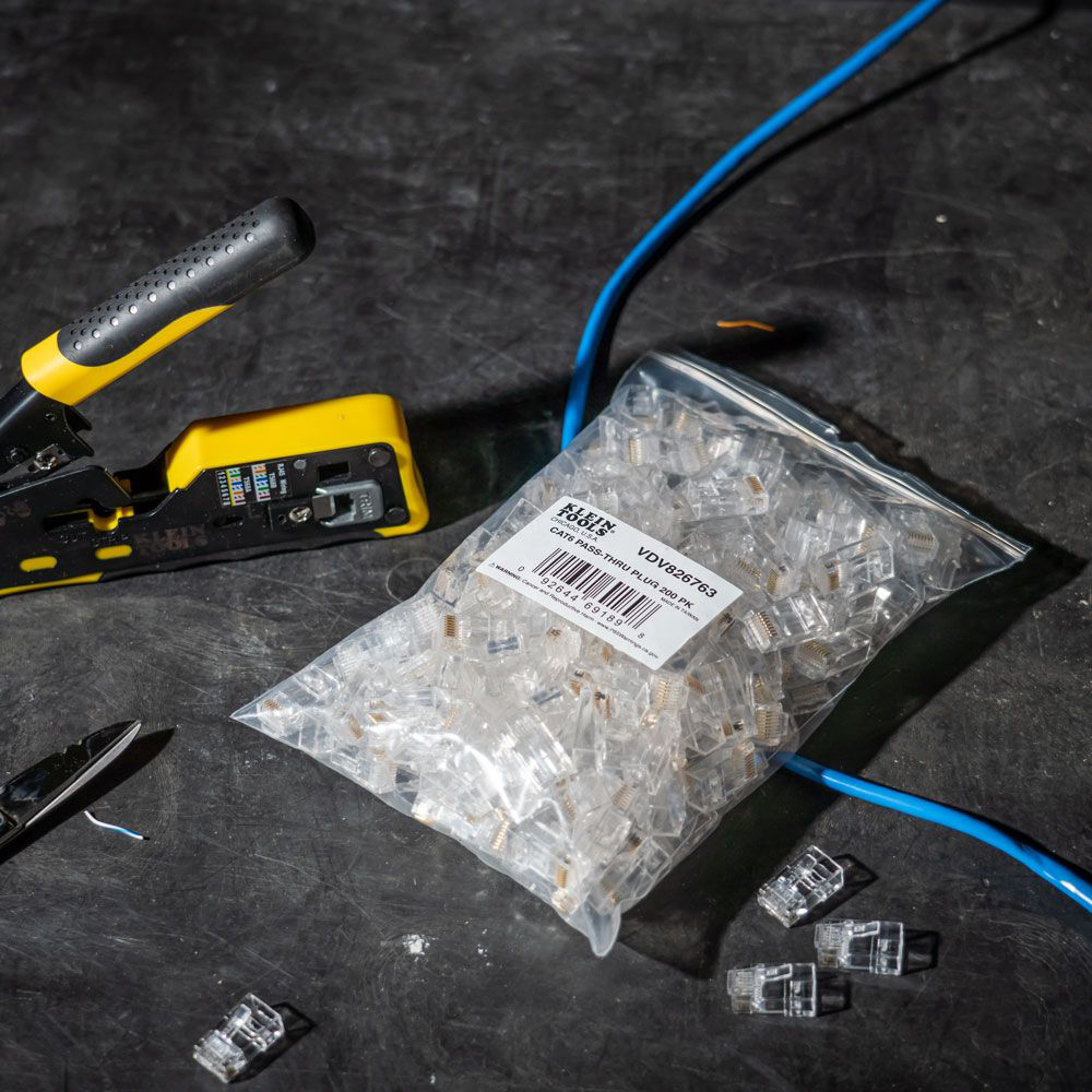 Klein VDV826-763 Pass-Thru Modular Data Plugs for RJ45, Pass Through Connectors