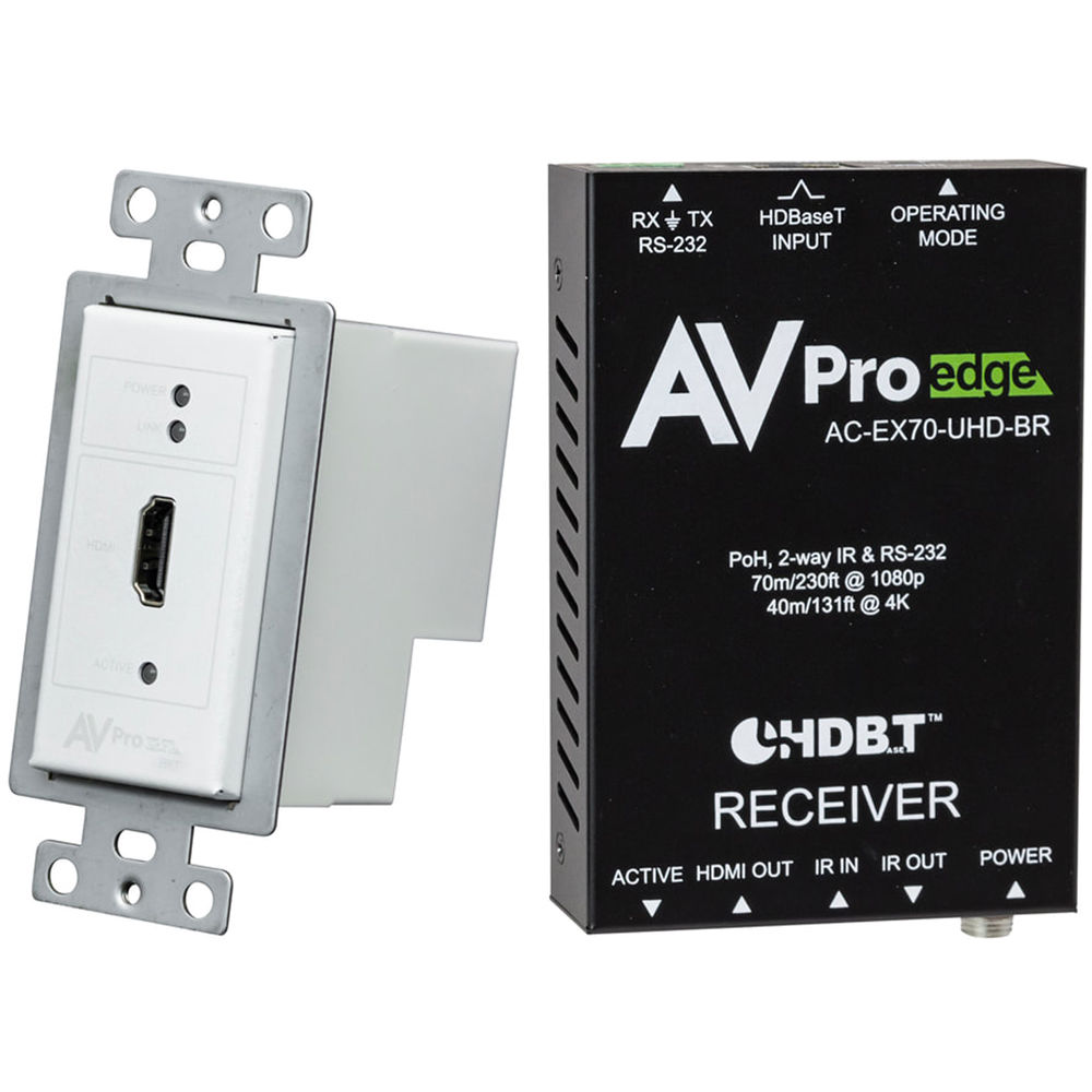 Picture of Avpro Edge APR-ACCXWPHDMOBK HDMI over HDBaseT Wall Plate Transmitter & Receiver Basic Kit&#44; White