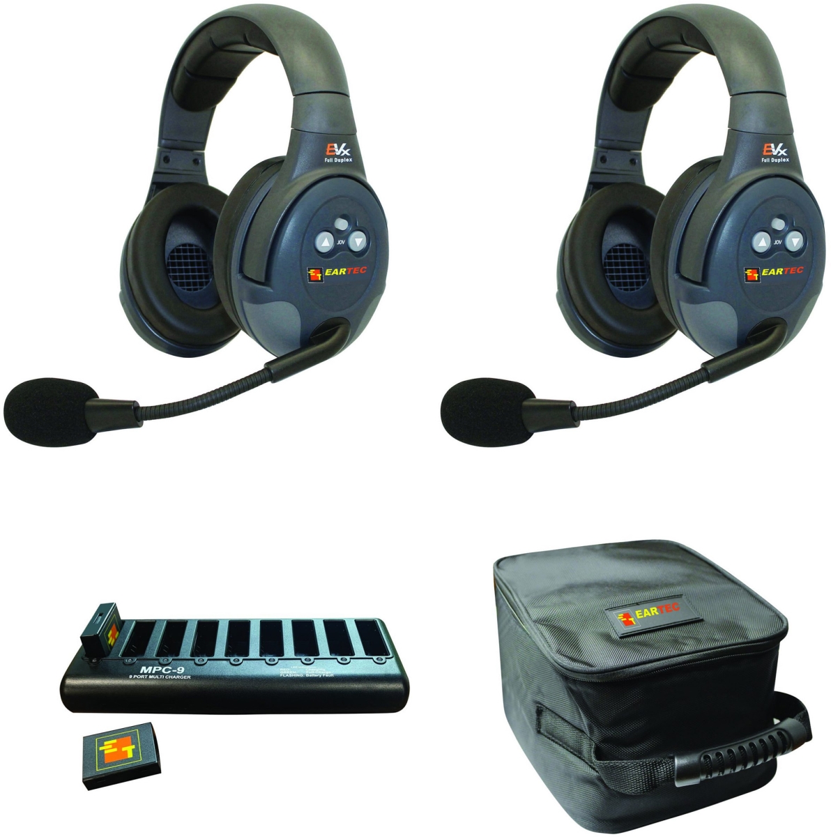 EAR-EVX2D Full Duplex Wireless Intercom System with 2 Dual Speaker Headsets