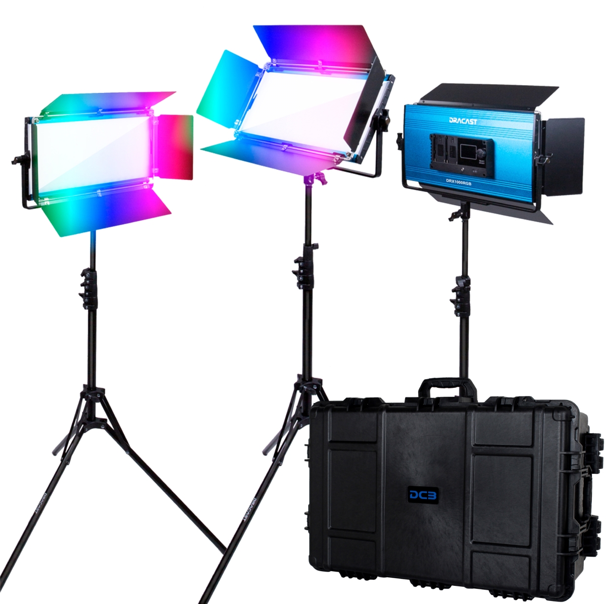 Picture of Dracast DR-DRX31000RGB X-Series RGB & Bi-Color LED Light Kit with Injection Molded Travel Case