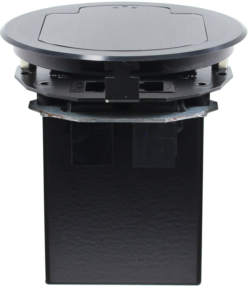 Picture of FSR FSR-T3-AC2HW-BLK Direct Round Table Box with 2 AC & 2 Keystone Connectors&#44; Black