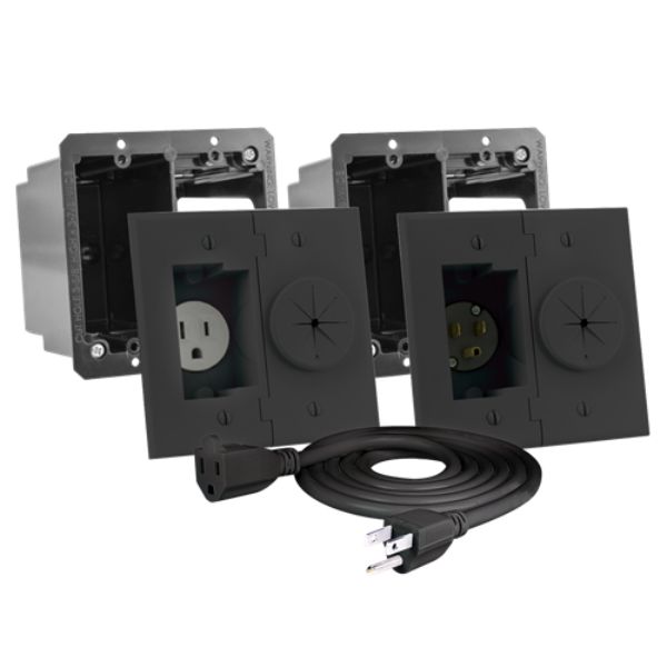 Picture of Midlite MID-A2GESR-B-3 3 ft. Power Port HDTV Double-Gang Power Solution Kit, Black