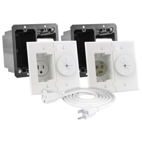 MID-A2GESR-W 6 ft. Power Port HDTV Double-Gang Power Solution Kit, White