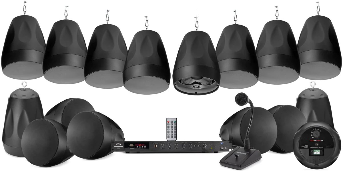 PRAC-WHSS16PD6RM Audio Warehouse Paging PA Sound System with PD6 Pendant Speakers