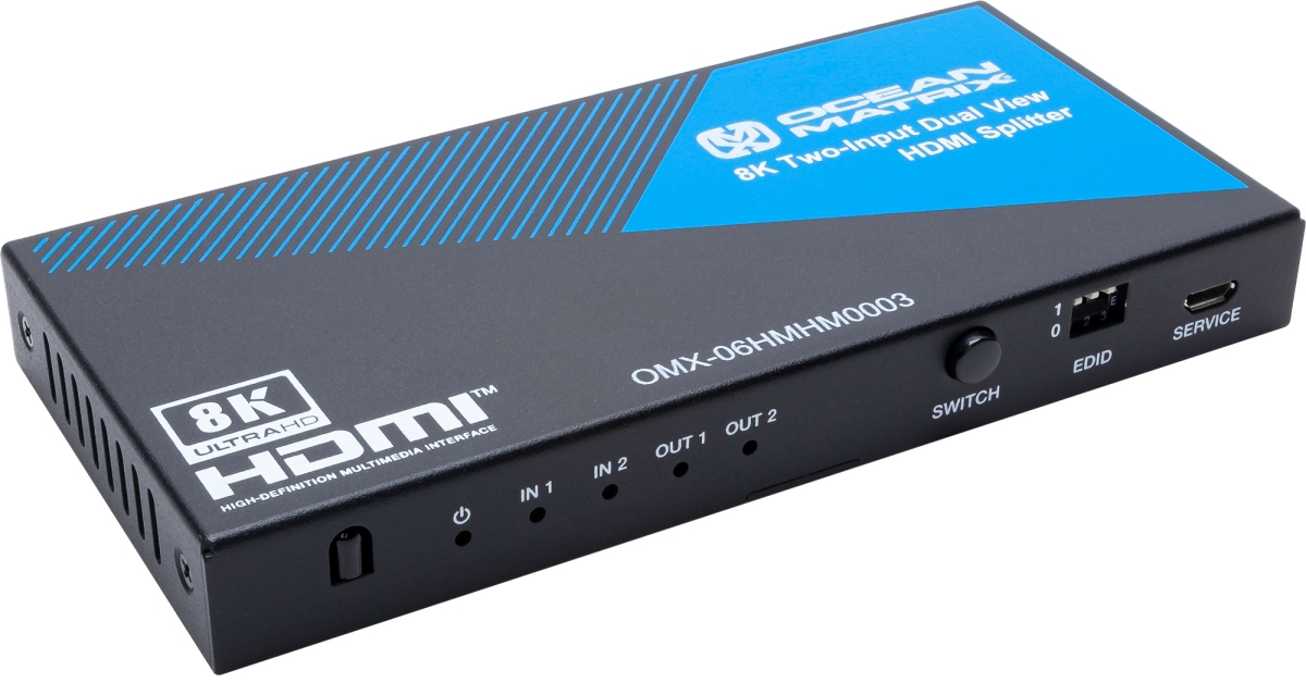 Picture of Ocean Matrix OMX-06HMHM0003 8K HDMI 2.1 & HDCP 2.3 Compliant HDMI 2x1x2 Splitter & Switcher