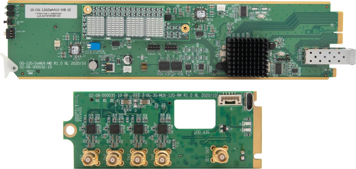 Picture of Apantac OG12GDEMUX3GSET1 OpenGear Card Set with OG-12G-Demux-3G-RM Rear Module