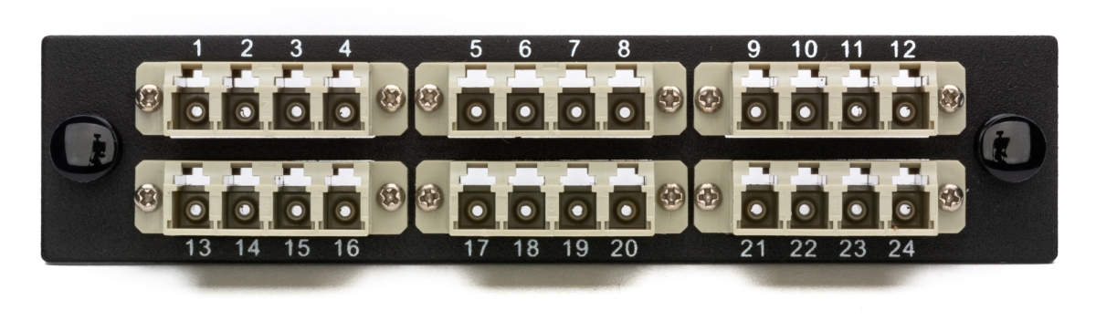 Picture of Camplex CMX-MP24LCM 6 Port LC Quad 62.5 Multimode Fiber Adapter Plate Module with Phosphor Bronze Connectors, Beige