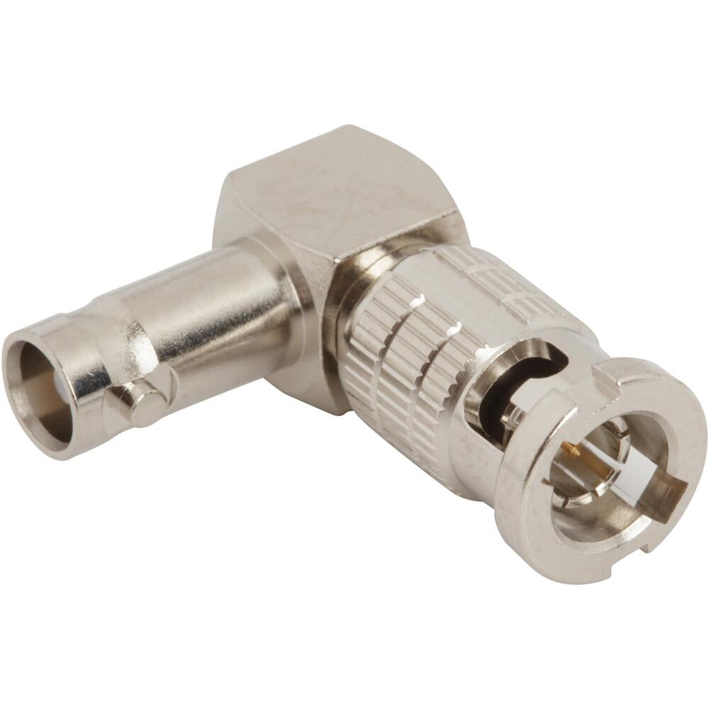 Picture of Amphenol AMPH-034-111112G 75 ohm Right Angle 12G Optimized HD-BNC Plug to HD-BNC Jack Connector