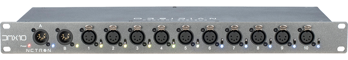 ELAT-DMX10-5 Rackmount 10-port DMX 5-Pin Splitter with Dual Inputs