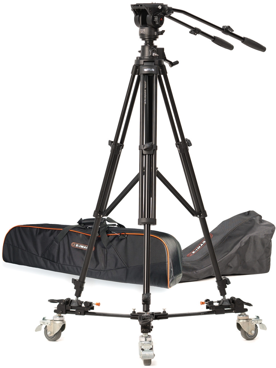 Picture of E-Image IKAN-EI-GA780KIT 2-Stage Aluminum Pedestal Kit with Fluid Head & Height Adjustable Geared Center Column & Carry Bag