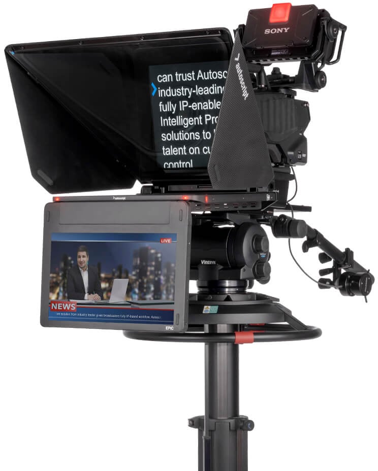 Picture of Autoscript EPIC-IP17 On-Camera Teleprompter Kit - 17 in. Prompt Monitor & 17.3 in. HD Talent Monitor with Carbon Fiber Hood