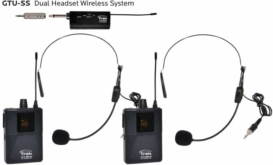 GXY-GTU-SSP5AB UHF Mini Wireless Headset System with 2 Headset Mic with Transmitters & Dual Receiver -  GALAXY AUDIO