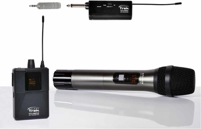 GXY-GTU-VHP5AB UHF Mini Dual Wireless System - Handheld Transmitter-Lav Mic with Transmitter & Dual Receiver -  GALAXY AUDIO