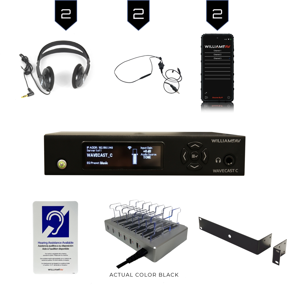 WLS-WF-SYS1C WaveCast System with Integrated Li-Poly Battery & 2 WAV Pro Wi-Fi Receivers