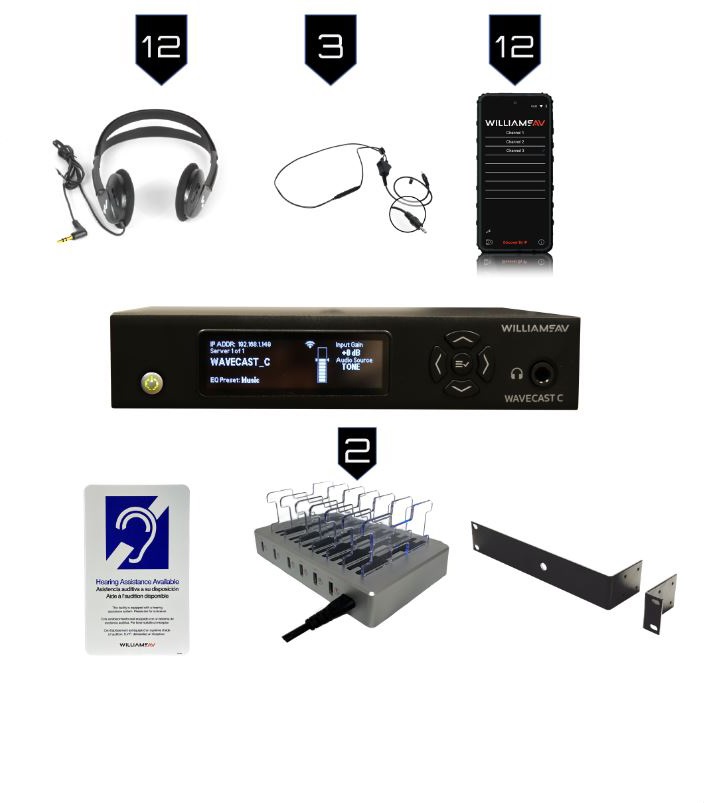 WLS-WF-SYS3C WaveCast System with 12 WAV Pro Wi-Fi Receivers & Integrated Li-Poly Battery