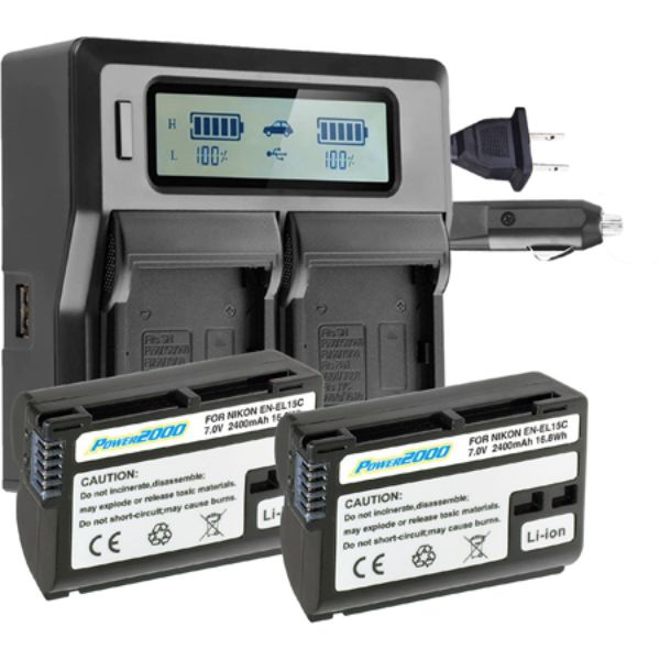 Picture of Vidpro VDP-EN-EL15C2BC Power 2000 2x Camera Batteries Dual Bay LCD Charger for Nikon EN-EL15C