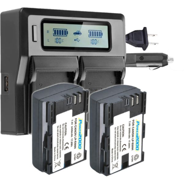 Picture of Vidpro VDP-LP-E6NH2BC Power 2000 2x Camera Batteries Dual Bay LCD Charger for Canon LP-E6NH