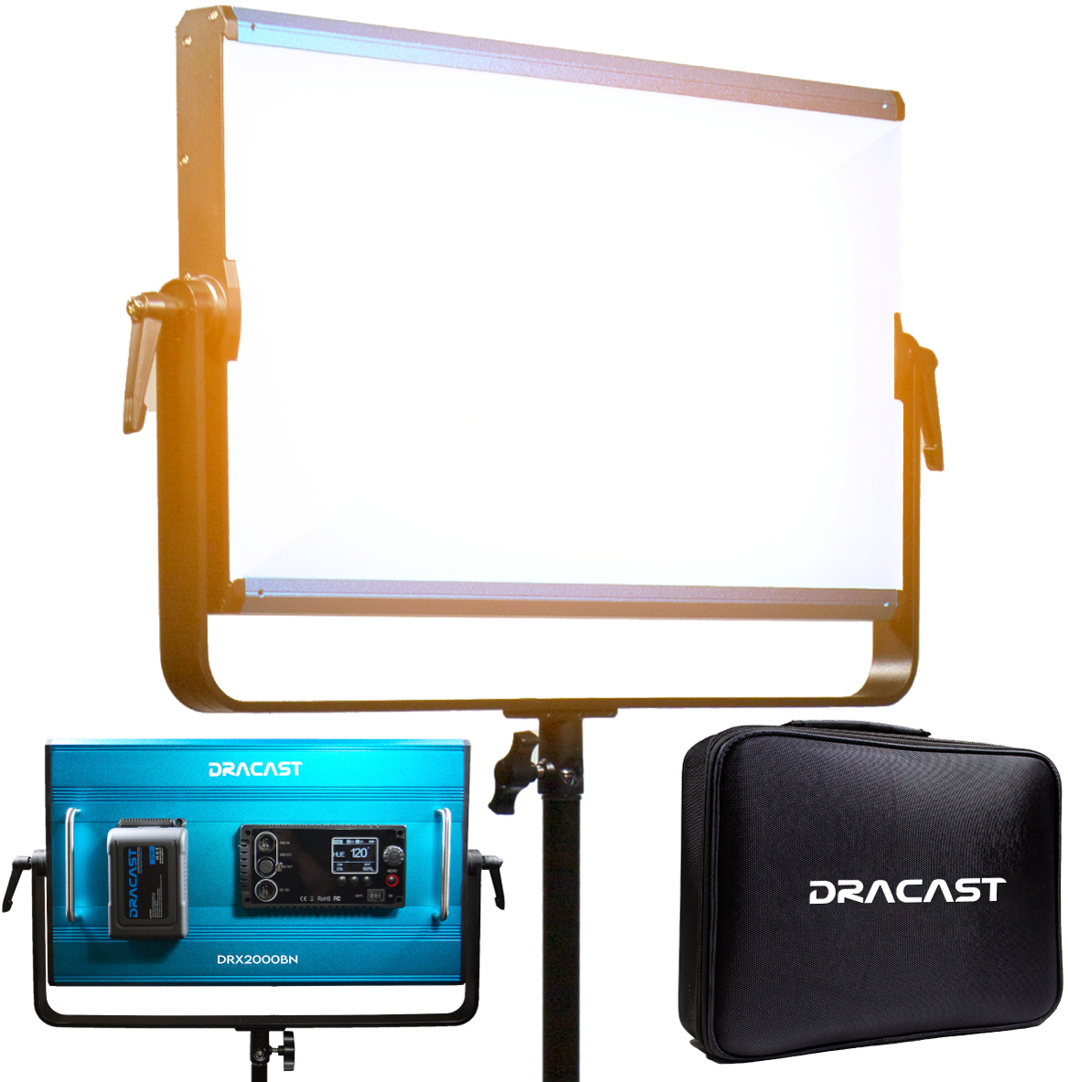 Picture of Dracast DR-DRX2000BN LED2000 X Series Bi-Color LED Light with V-Mount Battery Plate