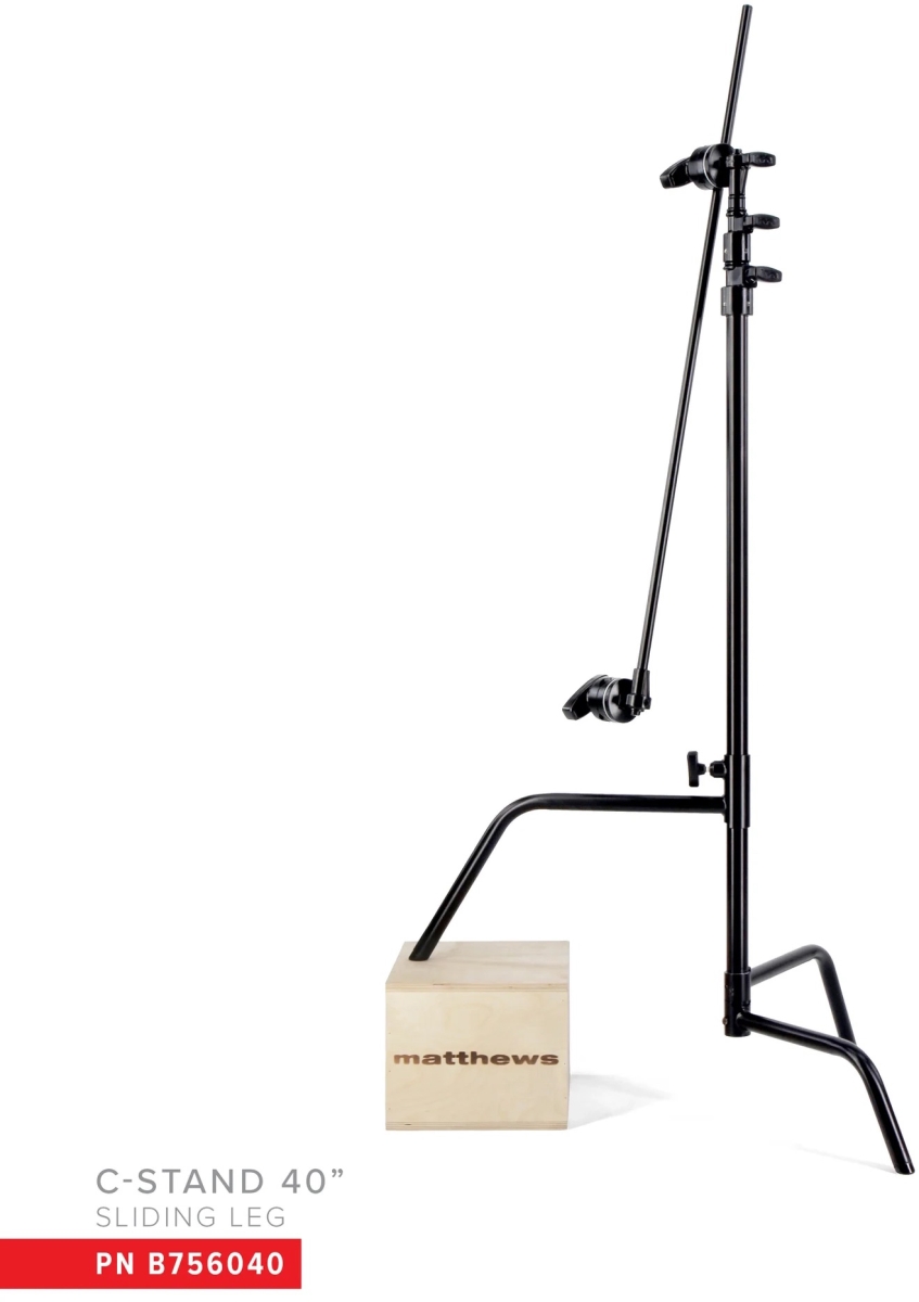 MSE-B756040 40 in. Hollywood Double Riser C-Stand with Sliding Leg, Grip Head & Arm - Black