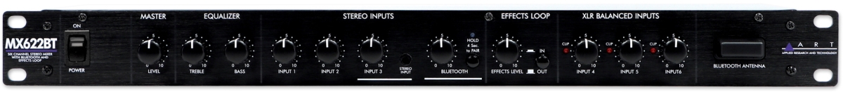 -MX622BT Six Channel Stereo Mixer with Bluetooth & EQ-Effects Loops