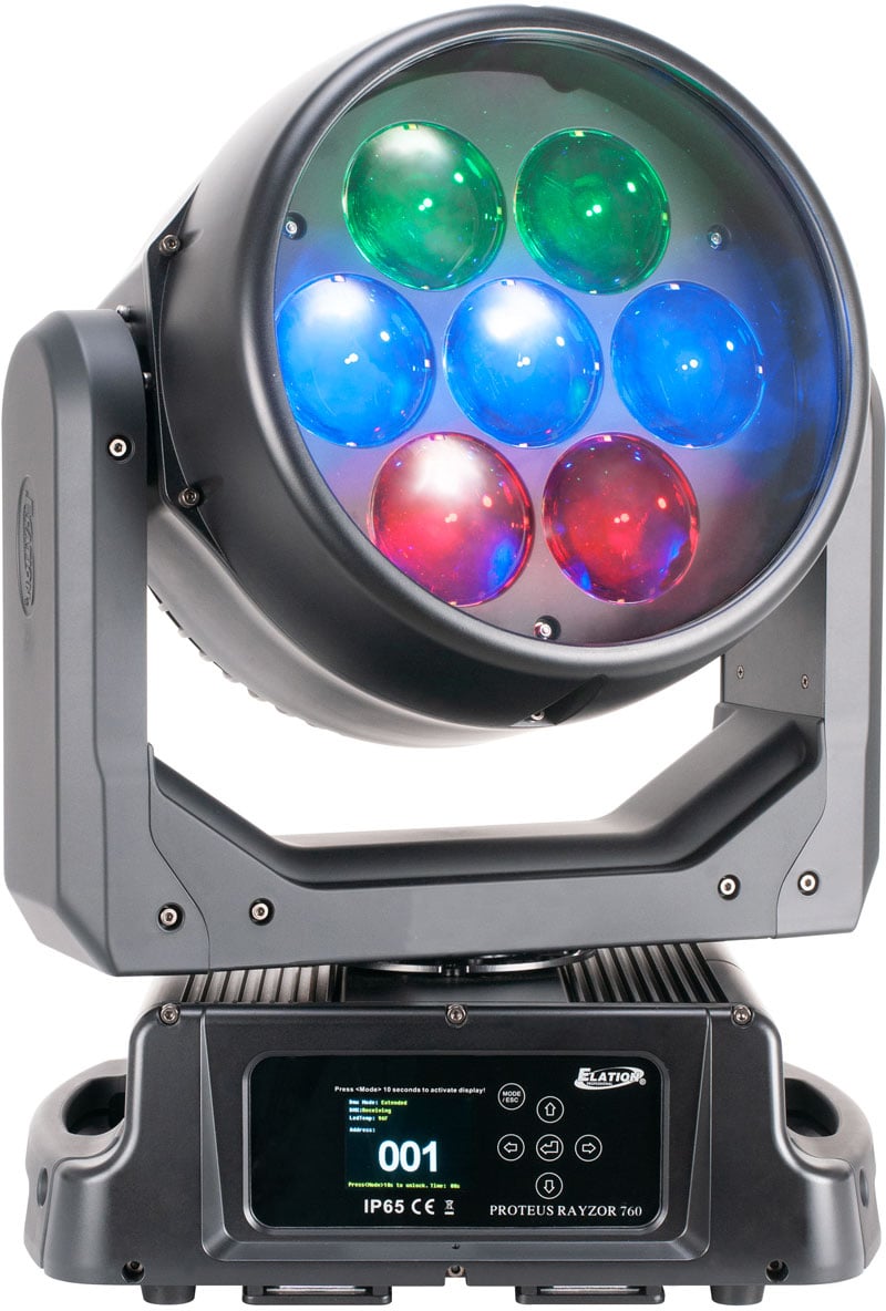 Picture of Elation ELAT-P-R-760 7 x 60 watt PROTEUS RAYZOR 760 RGBW LED IP65 Wash Fixture with Spark LED