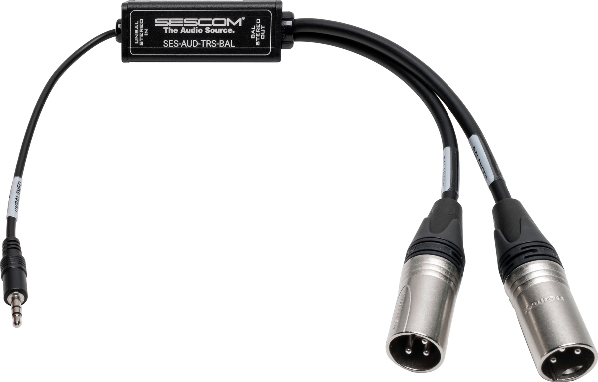 SES-AUD-TRS-BAL AUD-TRS-BAL Stereo Unbalanced Audio to Balanced Converter 3.5mm TRS To Left & Right Male XLRs