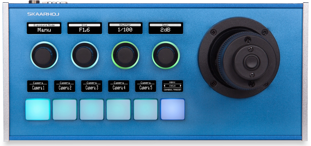 Picture of SKAARHOJ SKA-PTZ-FLY-V1B Fly Programmable Compact PTZ Camera Control Panel with Blue Pill