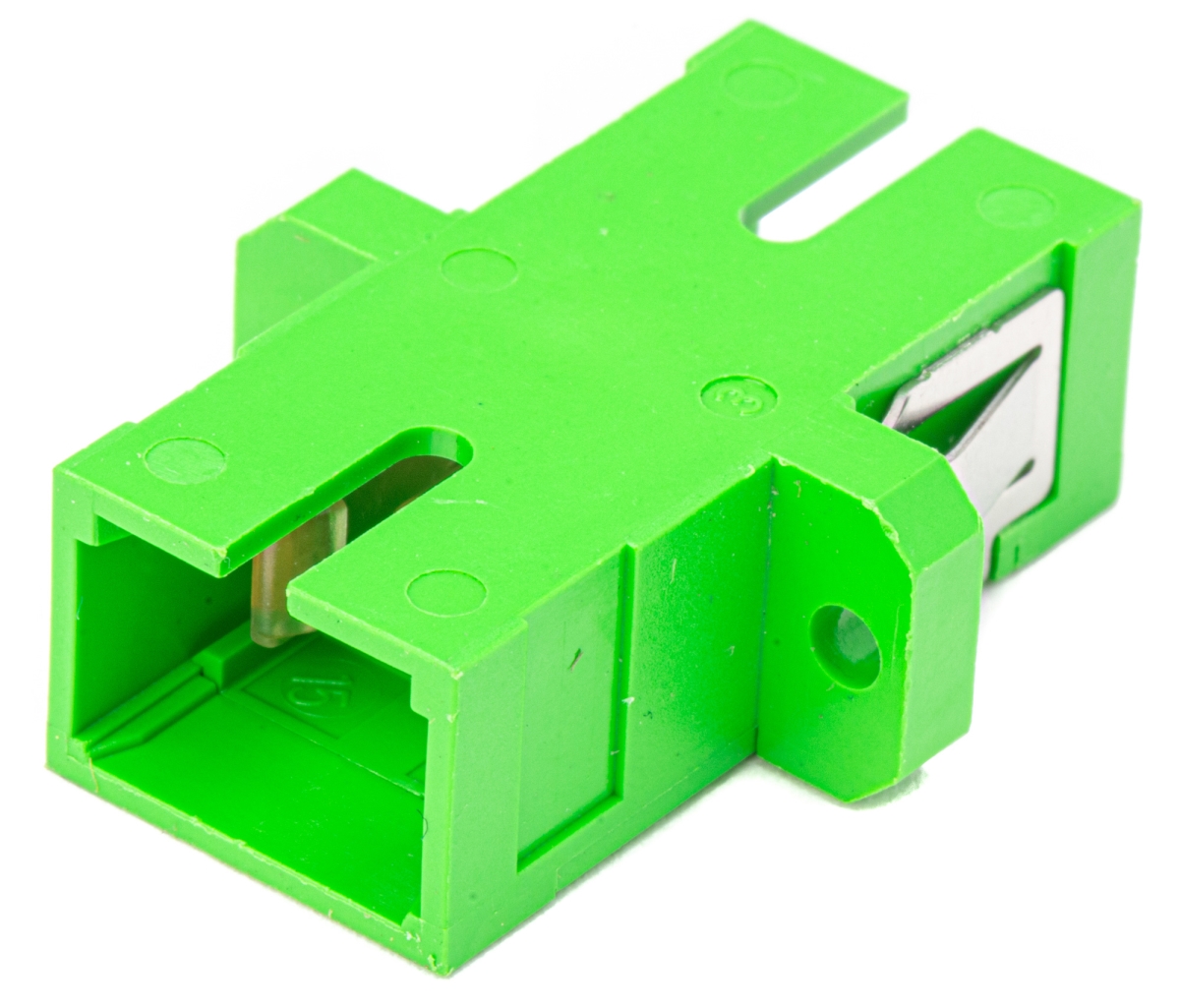 FOA-SC-SC-SS-AF SC to SC APC Simplex Singlemode Fiber Adapter with Zirconia Sleeve & Plastic Flange, Green