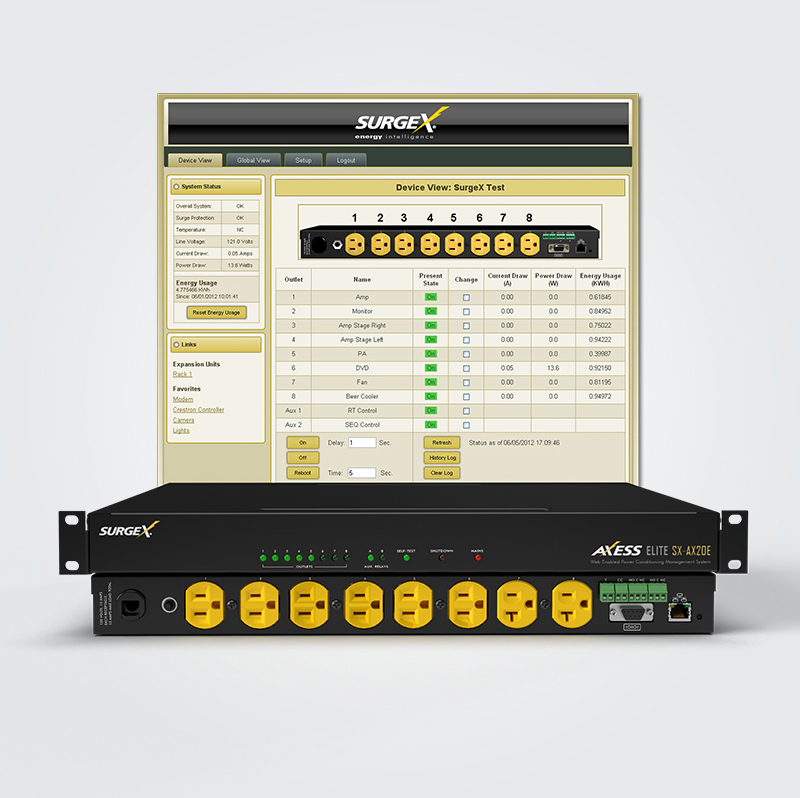 SX-AX20E-15 IP Connected Surge Eliminator & Power Conditioner with 15 ft. Power Cord -  SurgeX