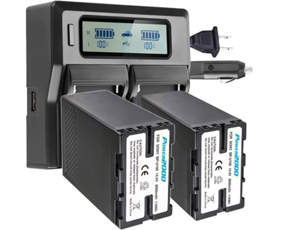 Picture of Vidpro VDP-BP-U1002BC 2x Batteries Plus Dual Bay LCD Charger Kit for Sony BP-U100 2000 BP-U1002BC