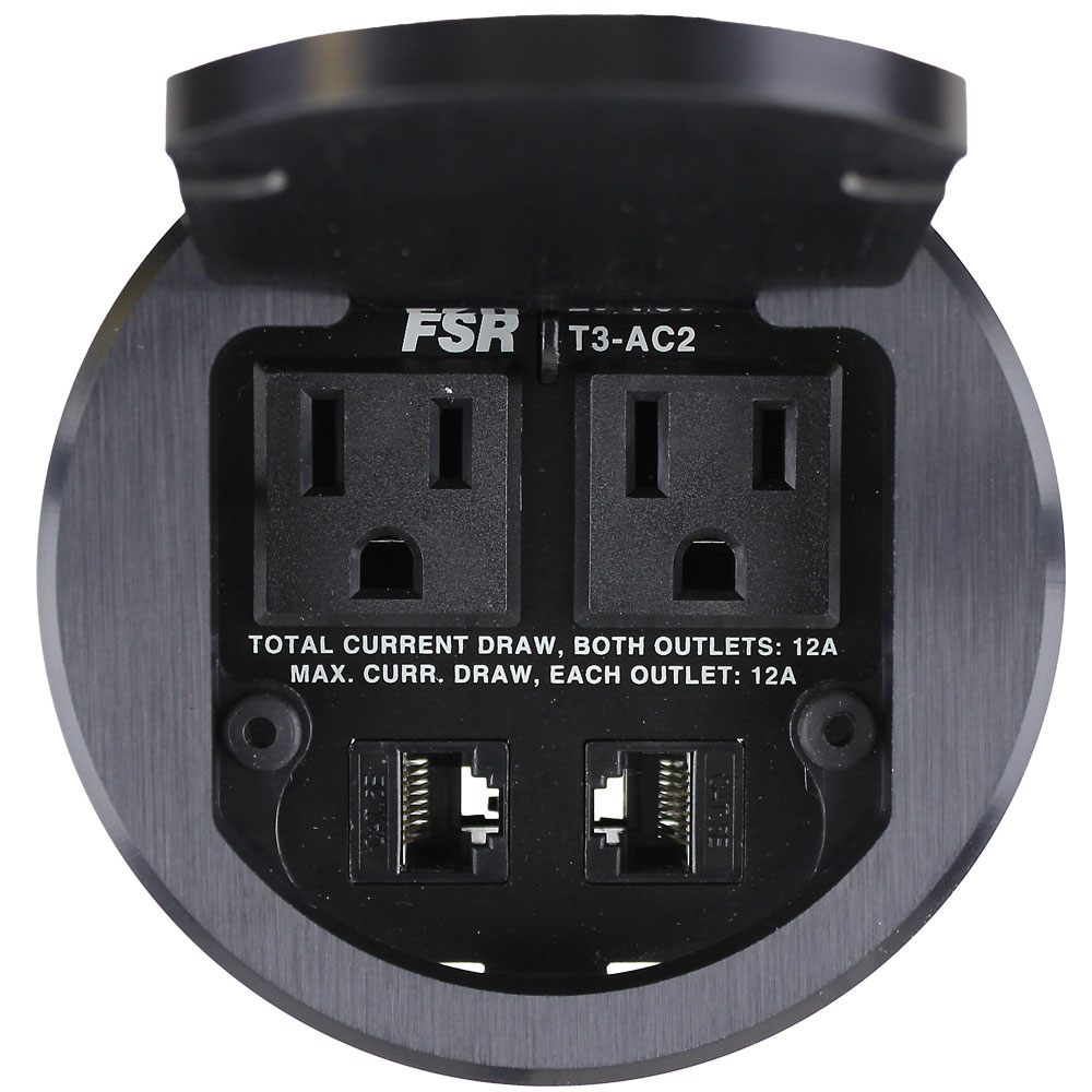 Picture of FSR FSR-T3-AC2-BLK Table Box with 2 Data & 2 AC Outlets&#44; Black