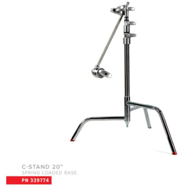 MSE-339774 20 in. 22 Pound Capacity Spring Loaded C-Stand with Grip Head & Arm, Chrome
